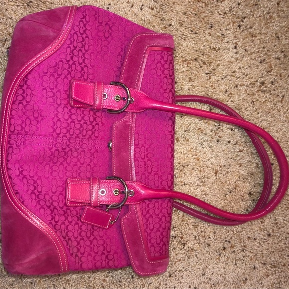 COACH PINK CANVAS⚡️ TOTE BAG AND COIN PURSE SET - Picture 1 of 11